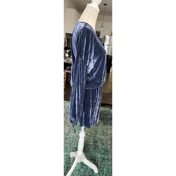 Anthropologie On The Road Blue Velvet Mini Dress Boho Regency Fairy Goth M $128 - Picture 4 of 15